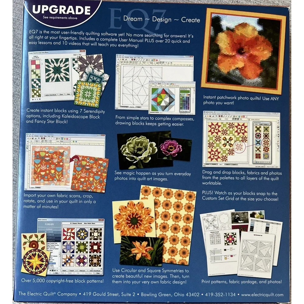 Electric Quilt 7 Upgrade Windows XP New In Opened Box. CD Never Removed. 2010‎